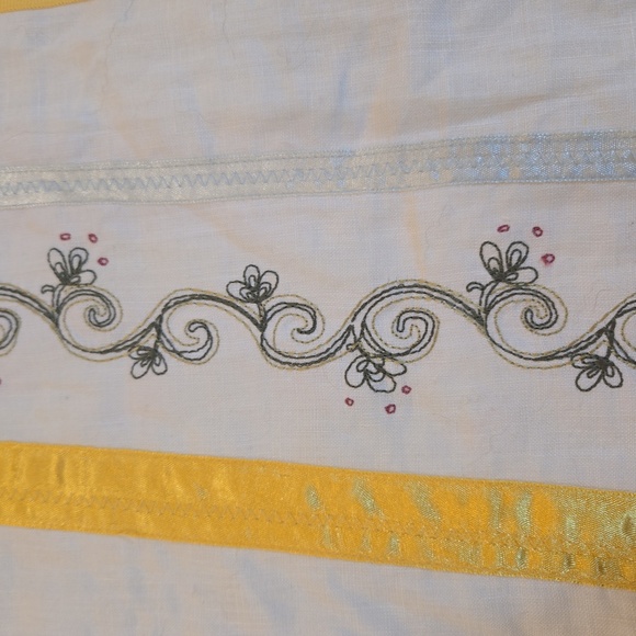 Mercer & Madison Linen Embroidered Ribbon Boho Cottage Skirt White Size 4 - Picture 3 of 8